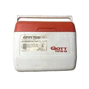 Vintage Cooler Gott Tote 12 Cooler Red & White W/Handle Lunch Picnic #1811/12